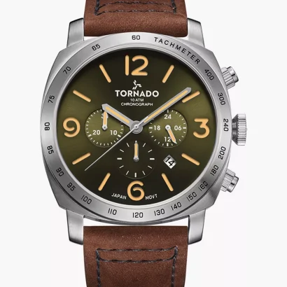 Swiss luxury watch with stainless steel band
