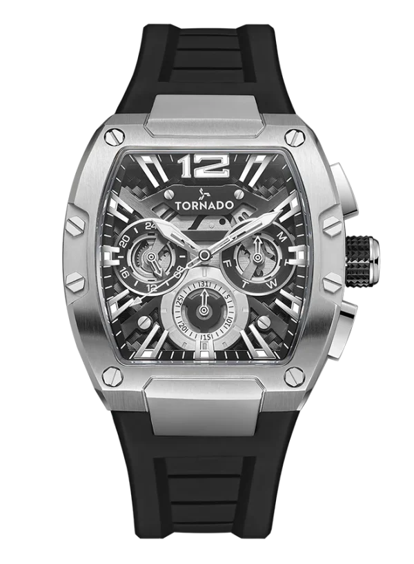 Swiss luxury watch with stainless steel band