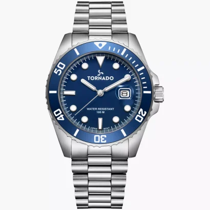 Swiss luxury watch with stainless steel band