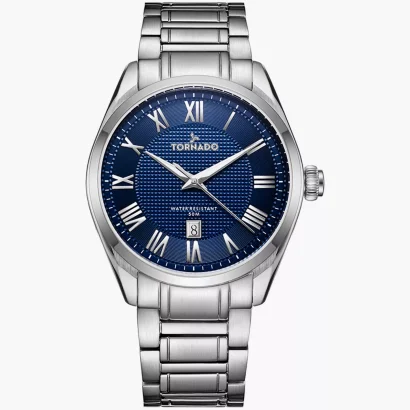 Swiss luxury watch with stainless steel band