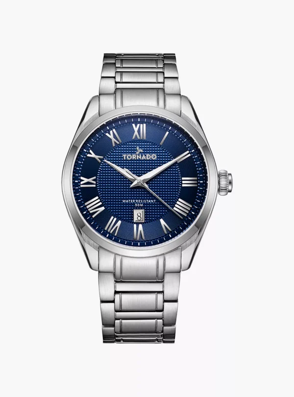 Swiss luxury watch with stainless steel band
