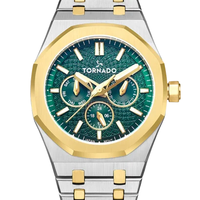 Swiss luxury watch with stainless steel band