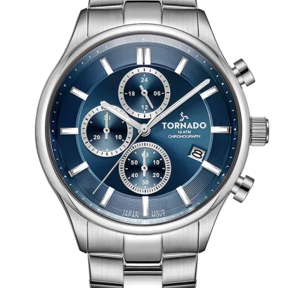 Swiss luxury watch with stainless steel band