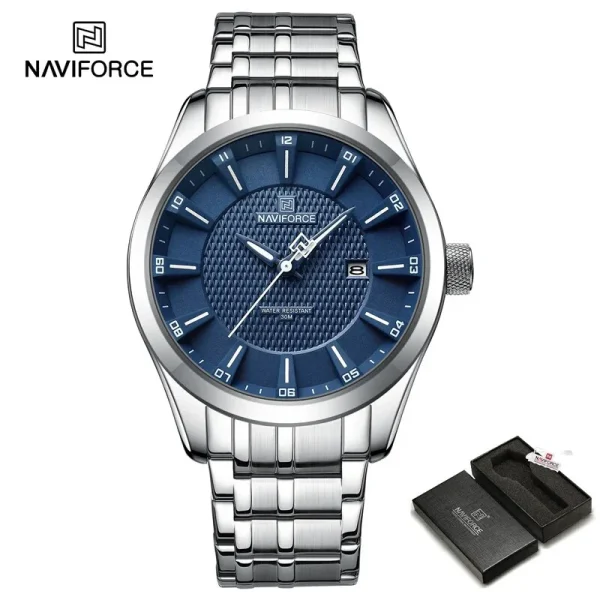 Swiss luxury watch with stainless steel band