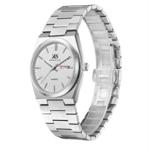 Swiss luxury watch with stainless steel band
