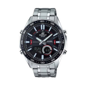 CASIO EDIFICE EFVC-100D-1AV BLACK DIAL ANALOG DIGITAL STAINLESS STEEL WATCH