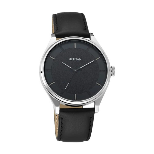 TITAN 1802SL11 CLASSIQUE GENTS BLACK DIAL LEATHER WATCH