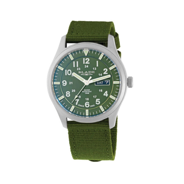 BLADE Runner Khaki 3603G6SEE SS & Nylon Day-Date Men's Watch.