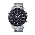 CASIO EDIFICE EFVC-100D-1AV BLACK DIAL ANALOG DIGITAL STAINLESS STEEL WATCH