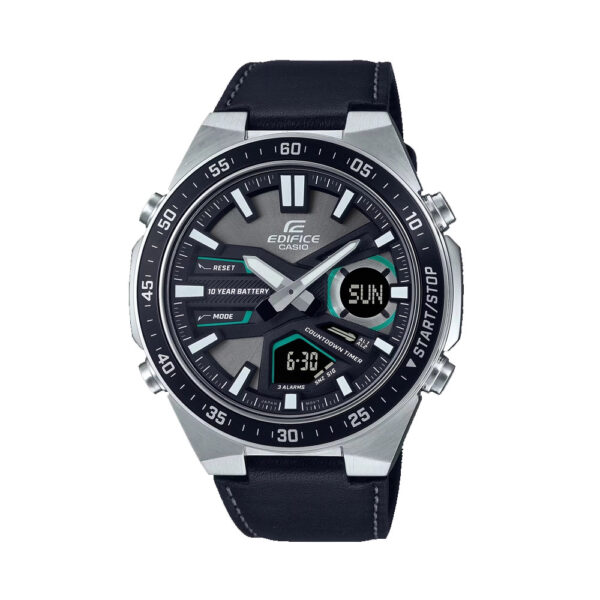 CASIO EDIFICE-EFVC110L-1A DIGITAL ANALOG LEATHER WATCH