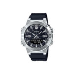 Casio AMW-870-1AVDF Black Dial Black Silicon Strap Digital Analog Men's Quartz Watch.