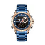 NAVIFORCE NF9163 Wrist Watches For Men Stainless Steel and Digital & Analog Display.
